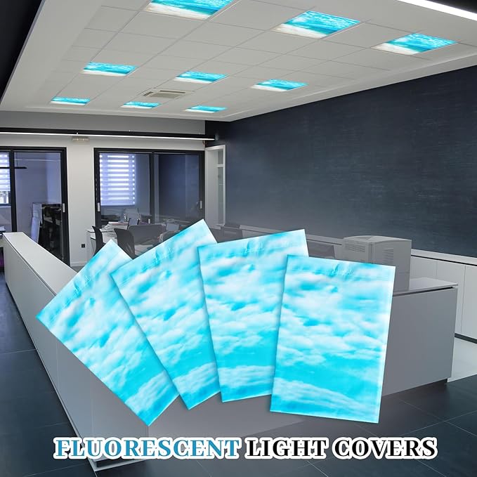 VIHOSE 4 Pcs 2 x 2 Feet Fluorescent Light Covers for Ceiling Lights Classroom Magnetic Light Filters for Reducing Harsh Glare Flicker for Office Classroom Home Drop Ceiling(Wave)