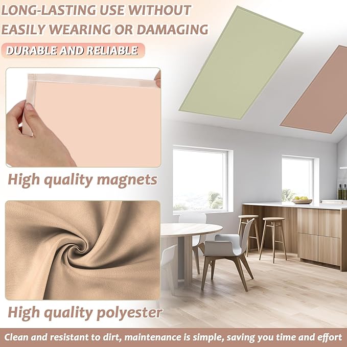 Wiooffen 6 Pcs Fluorescent Light Covers with 60 Magnets Decorative for Classroom Ceiling Light 4 x 2 Feet Magnetic Light Covers Filter Easy Install for Office Hospitals & Home (Neutral Boho)