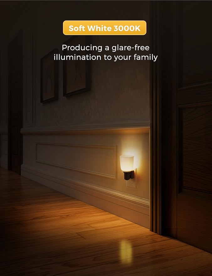L LOHAS LED Night Lights Plug into Wall, Vintage Plug in Night Light, Dusk to Dawn Sensor,3000K Soft White, Dimmable 0-100LM, Rustic Farmhouse Nightlight for Bedroom,Bathroom,Stairs,Hallway