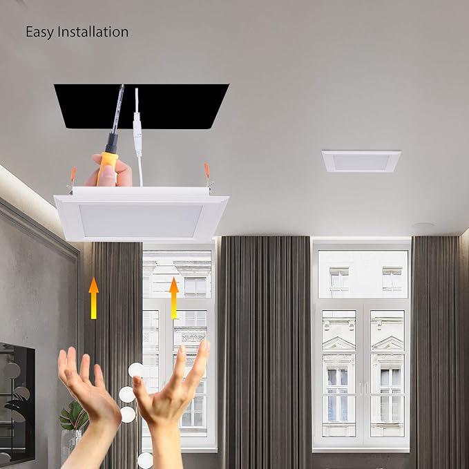 (OD 9.84" / ID 8.66") 15W Square LED Recessed Ceiling Light LED Downlight 130 Watt Equivalent 1400 Lumens 4000K White with Open Trim,1Pack