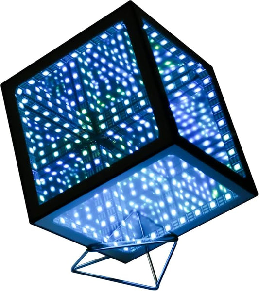Infinity Mirror Hyper Cube Table Lamp, Desk Art Night Light, Color-Changing Music-Sync APP-Controlled Ambient Light for Gaming, Party, Home, Gift (4Inchs Without APP)