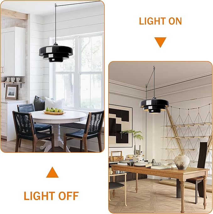 Black Pendant Light with Plug in Cord Modern Pendant Lighting 3-Layer Nordic Style Metal Shade Hanging Light Fixtures Hanging Lamp for Kitchen Island Dining Room Bedroom