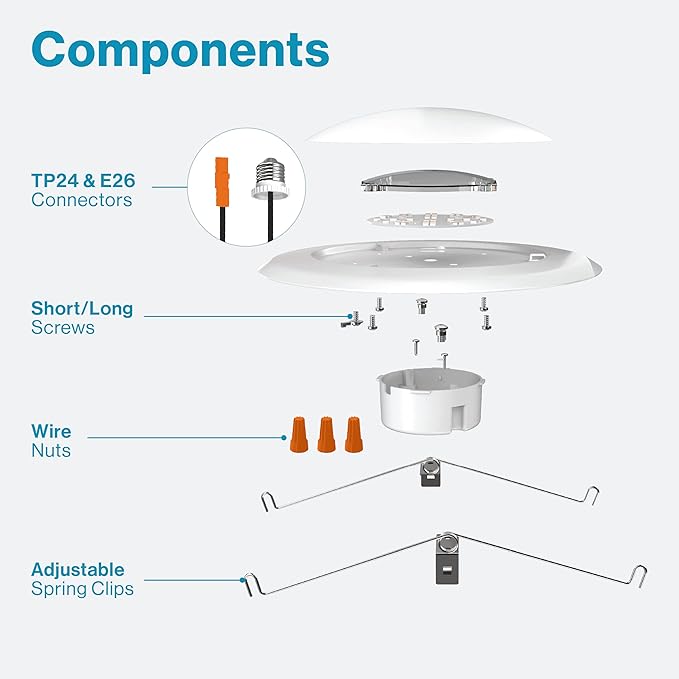 Sunco 24 Pack 5/6â€ LED Disk Lights Flush Mount Ceiling Light Fixture Recessed 5000K Daylight, 100W Equivalent 15W, 1050LM, Dimmable Low Profile Surface Mount ETL & Energy Star Listed