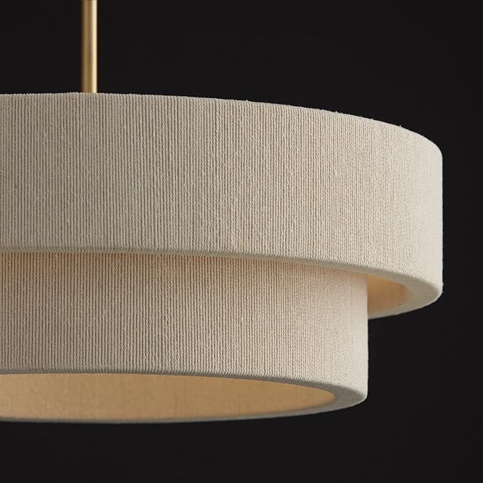 Capital Lighting 349841MA Delaney Modern Hand-Wrapped Rope Drum Pendant Ceiling Light Fixture, 4-Light 240 Total Watts, 13" H x 20" W, Matte Brass