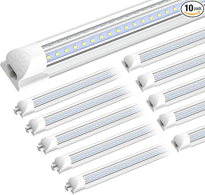 SHOPLED (10-Pack LED Shop Lights 4FT, 40W 5000K Daylight White, 5500LM V-Shape Linkable T8 LED Tube Light, 4 Foot Shop Lights for Garage/Workshop/Warehouse/Basement, ETL Listed