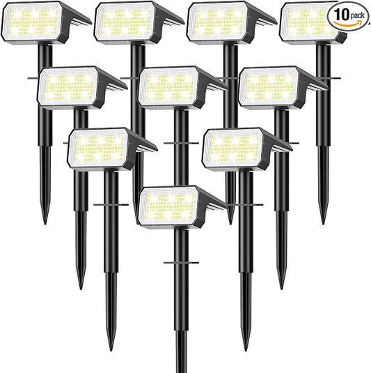 Solar Spot Lights Outdoor, [10 pack/118 LED] 4 Modes Auto On/Off Solar Landscape Spotlights, Ip67 Waterproof Solor Powered Pathway Lights for Outside Yard Garden Walkway Tree Patio (Cool White)