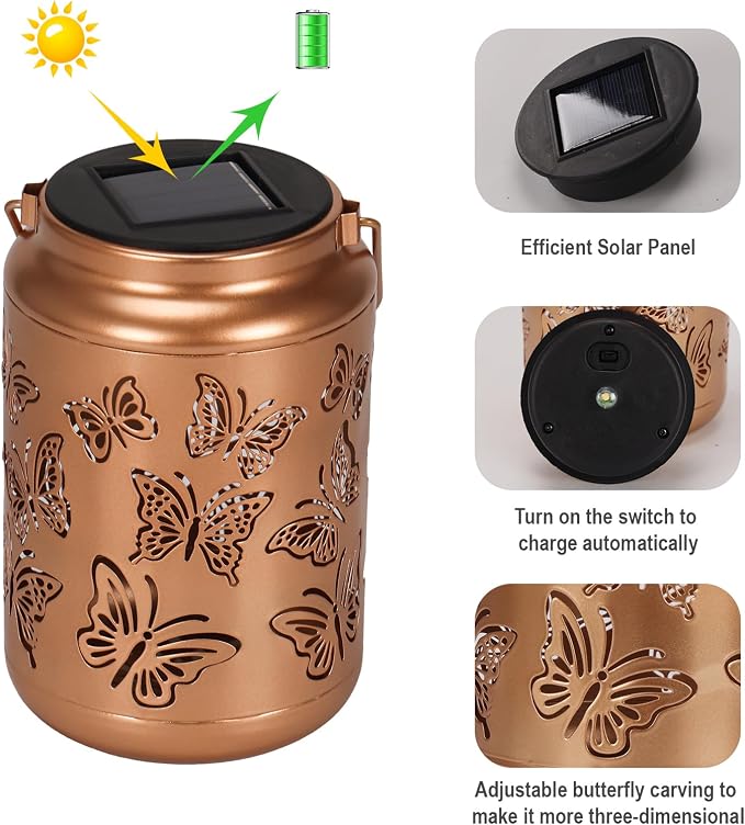 Edenseelake Butterfly Solar Lanterns Outdoor Waterproof, Mothers Day Garden Decor Gifts for Mom, Women, Grandma, Outdoor Hanging Lantern for Patio, Porch, Yard, Pathway