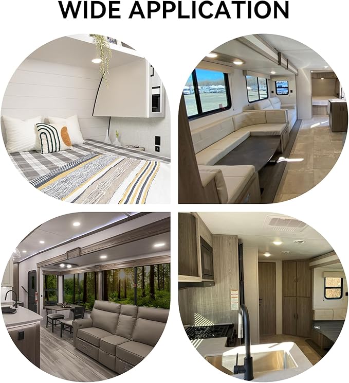 RV Recessed Ceiling Light, 3Inch RV Puck Light 12V, 400LM RV Light Interior, Camper Light Fixture for RV Motorhome Caravan Trailer Boat