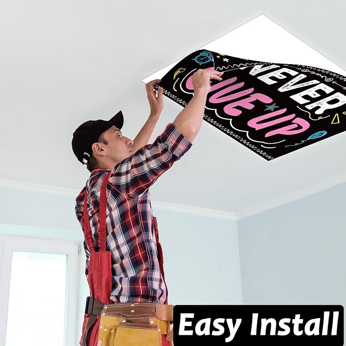 6Pcs Inspirational Fluorescent Light Covers for Classroom Ceiling Light 4x2Ft Motivational Word Magnetic Lights Cover Filter Easy Install for Back to School Office Hospital Ceiling Supply (Blackboard)