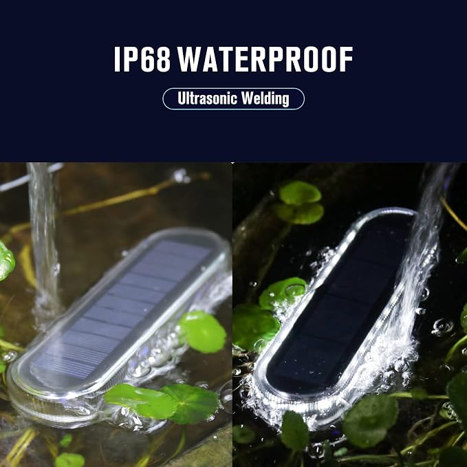 Honalia Solar Powered Driveway Lights, 6 Pack IP68 Waterproof Solar Dock Deck Lights Outdoor, White Stick on Markers Lights for Step, Stair, Sidewalk, Garden, Pathway, Patio, Walkway, Pool