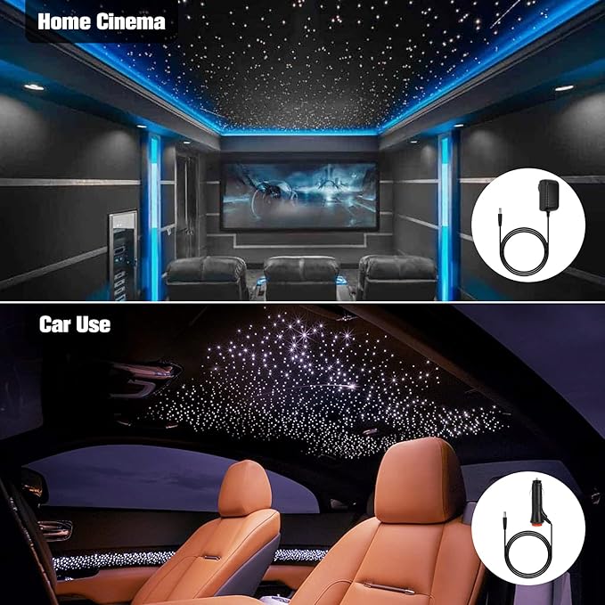 CHINLY Twinkle 570pcs 9.8ft (0.03in+0.04in+0.06in) Starlight Headliner Fiber Optic Lights kit,Music Mode Bluetooth APP Control Remote,RGBW Twinkle Star Lights for Star Headliner/Home Ceiling/Theater
