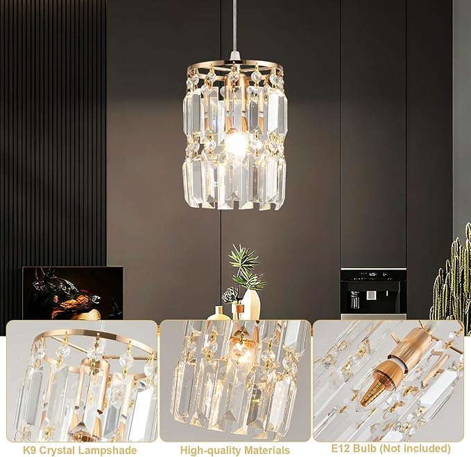 Rose Gold Pendant Lighting Modern Pendant Light, Mini Island Lights for Kitchen, Adjustable Pendant Lights for Kitchen Island Dinning Room Bedroom (1 Pack)