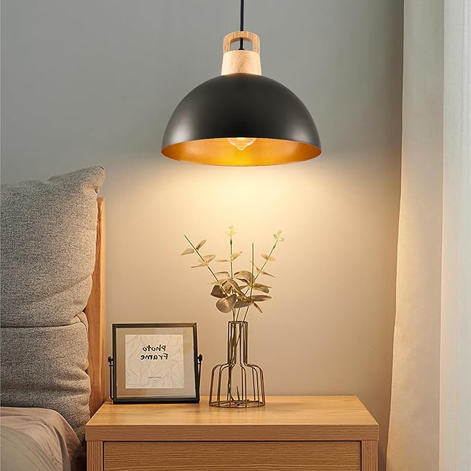 Black Pendant Light, 3 Packs 11.8inch Modern Pendant Lights, Farmhouse Pendant Lights Kitchen Island, Kitchen Pendant Light for Bedroom; Office; Living Room