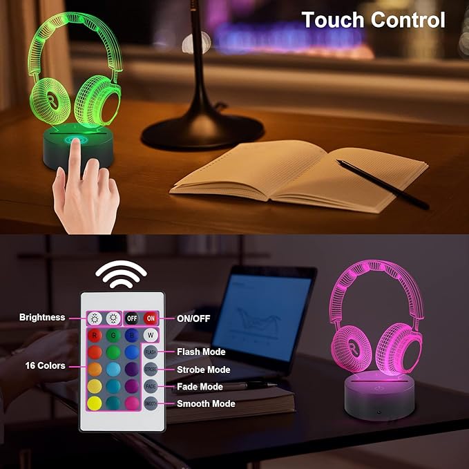 AZIMOM 3D I Love You Illusion lamp LOVE Shape Night Light 16Colors Changing Smart Touch Remote Control Optical Illusion Bedside Lamps Bedroom Home Decoration for Kids Boys & Girls Women Birthday Gifts