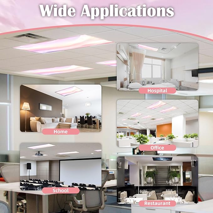 ANGSYLTH 8 Pcs Fluorescent Light Covers - 4 x 2 Feet Magnetic Light Filters for Ceiling Lights, Classroom, Office, Hospitals, Home (Pink - Sky)