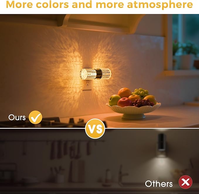 L LOHAS LED Night Light, Night Lights Plug into Wall, 2 Pack 10-Color RGB Change Nightlights,10/50/100LM Adjustable Automatic Nightlights Plug in with Dusk to Dawn Sensor for Room Bathroom Hallway