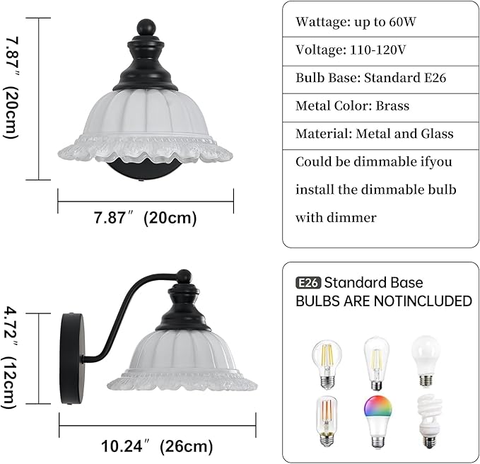 XIEDUN Vanity Light Black Wall Sconces Modern Bathroom Sconces
