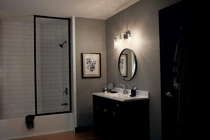 KICHLER Braelyn 24" 3 Light Vanity Light with Clear Seeded Glass Chrome