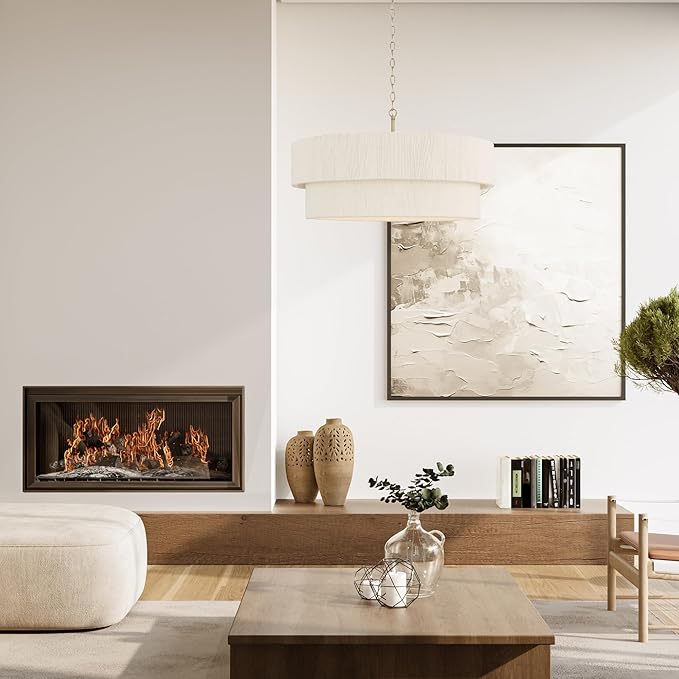 Capital Lighting 349842MA Delaney Modern Hand-Wrapped Rope Drum Pendant Ceiling Light Fixture, 4-Light 240 Total Watts, 16" H x 30" W, Matte Brass