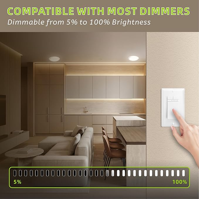 6 Inch LED Disk Light, Modern Dimmable Recessed Ceiling Lights, 5000K Daylight, 16.5W Eqv 110W, Damp Rated for Kitchen, Bathroom, Bedroom, ETL & FCC Listed, 6 Pack