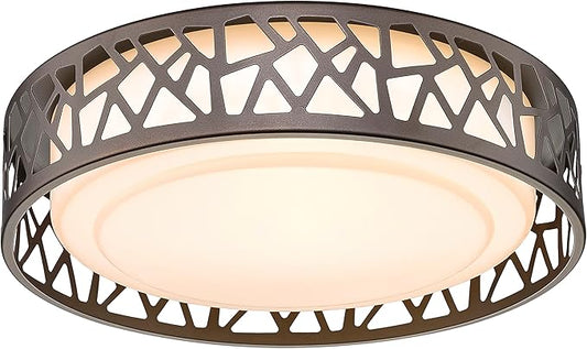 Flush Mount Ceiling Light, 12 inch 15W LED Dimmable Lighting Fixture, 3000K Warm White, Oil Rubbed Bronze Fihished, ETL Listed for Kitchen, Hallway, Bedrooms (Metal Body and Acrylic Shade)