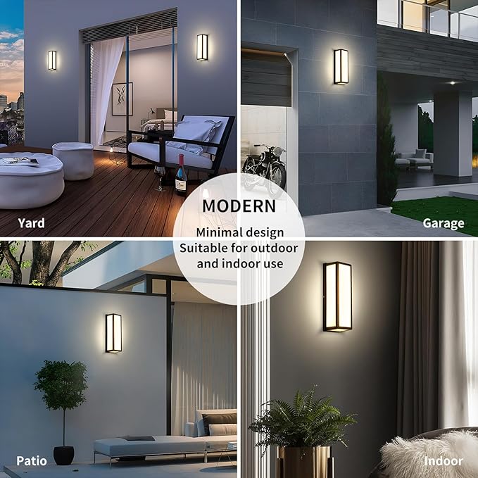 LANFU LED Aluminum Wall Sconce Waterproof Outdoor Wall Light,Modern Porch Wall Light (Large Rectangle-50W)