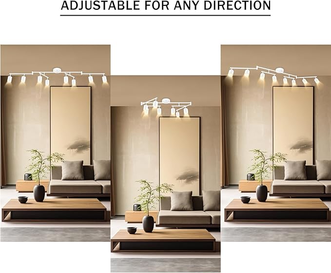 White Track Lighting Fixture Ceiling, Modern Track Light Fixtures Kitchen, 8-Light Rotatable LED Track Lights, Semi Flush Wall Sconces Lighting for Dining Room/Hallway(GU10 Socket, Bulb Not Included)
