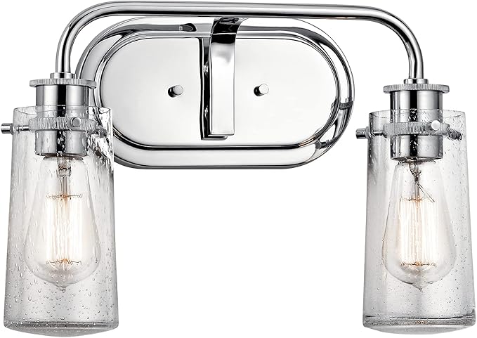 KICHLER Braelyn 14.75" 2 Light Vanity Light with Clear Seeded Glass Chrome