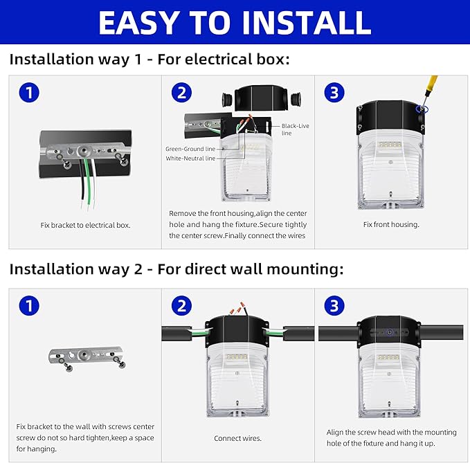 hykolity 30W LED Wall Pack Light with Photocell, 3450LM 5000K Daylight Dusk to Dawn 120V Outdoor Wall Mount Light, 150-250W MH/HPS Replacement, Waterproof Security Lighting - 4 Pack