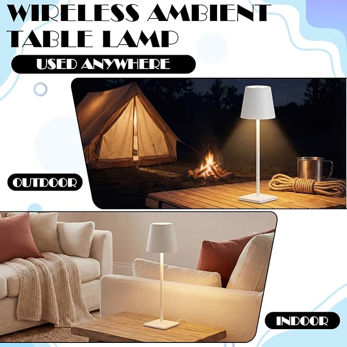 4 Pack Wedding Cordless Table Lamp for Outdoor Party Table Night Light LED Rechargeable Reading Lights 3 Color Portable Touch Control Party Decor with Bows for Wedding Patio