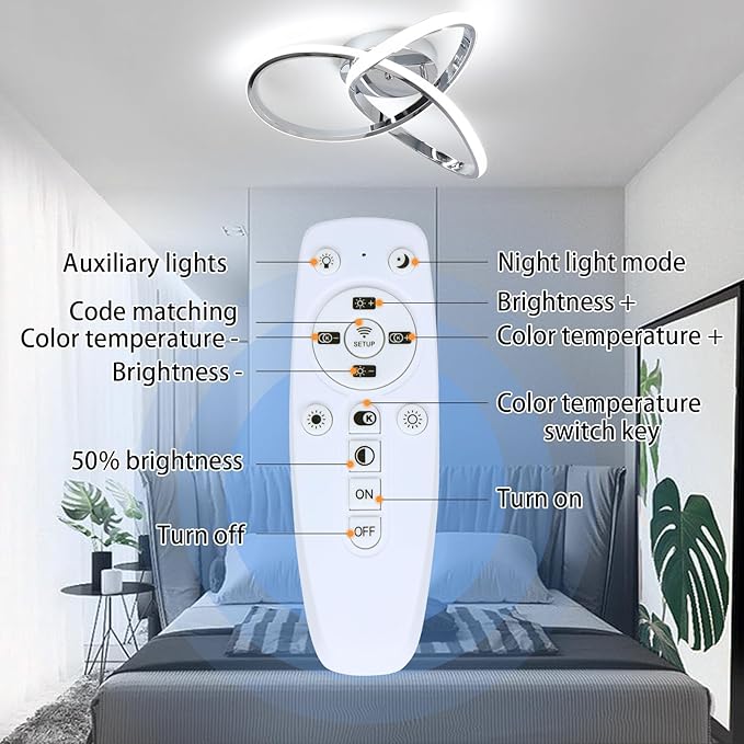 CANEOE Modern Ceiling Light Fixtures,42W Dimmable Flush Mount Led Ceiling Light with Remote Control, Creative Design Close to Ceiling Light for Bedroom Kitchen Living Dining Room Office