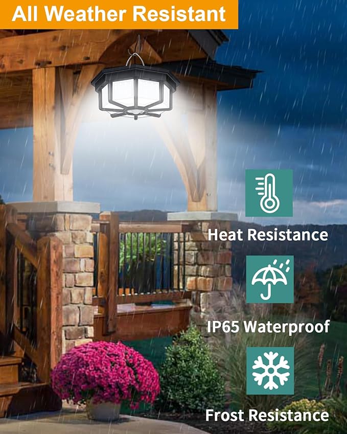 AEQ Solar Shed Light Indoor Outdoor 288LED 360°Lighting Solar Lights Work in Daytime with Remote Control, Waterproof Solar Gazebo Lights with Motion Sensor/5 Modes for Home Shed Garage Barn