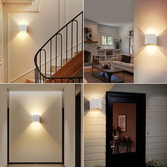 Battery Operated Wall Sconces Set of 2, 12W Motion Sensor Light Indoor, 6000mAh Wall Lights Rechargeable, 3 Colors Adjustable, LED Wall Lamp for Living Room Bedroom Hallway Decor, White