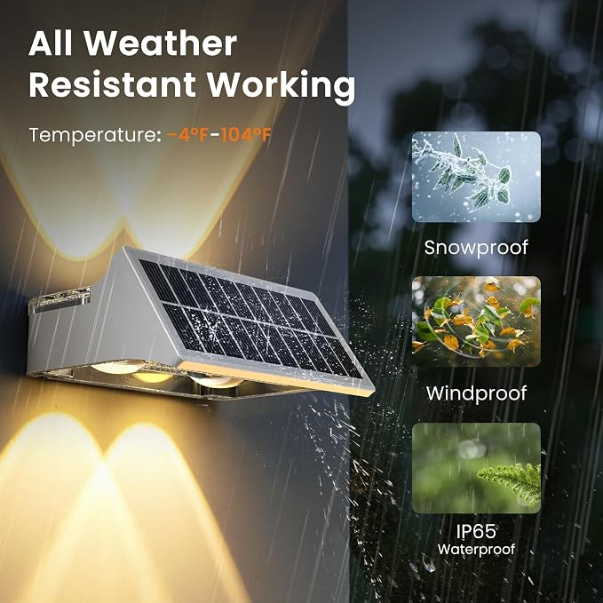 JOFIOS Solar Fence Lights Outdoor,12Pack,Warm White+RGB 9 Colors,1200mAh,Up and Down Fence Lights Solar Powered Waterproof,Solar Wall Lights for Fence,Backyard,Porch（White）
