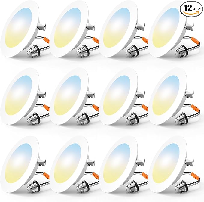 FREELICHT 12 Pack Retrofit LED Recessed Lighting 4 Inch, Selectable 5CCT, Dimmable Flat LED Can Lights, 7W, 700LM, ETL & FCC Certified