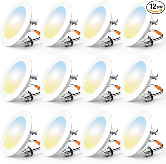 FREELICHT 12 Pack Retrofit LED Recessed Lighting 4 Inch, Selectable 5CCT, Dimmable Flat LED Can Lights, 7W, 700LM, ETL & FCC Certified