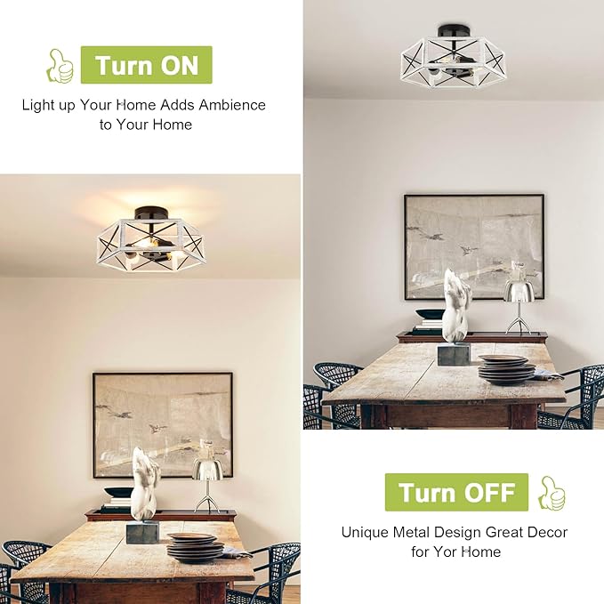 Wilon Modern Flush Mount 3-Light Industrial Kitchen Ceiling Lights - Farmhouse Style, Oak White, Rustic Finish for Bedroom Hallway Foyer
