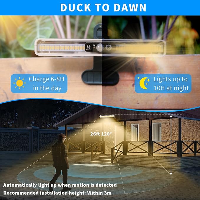 Clip On Solar Motion Lights Outdoor Waterproof, 2 Pack Motion Sensor Outdoor Lights with 36 LEDs, 3000K, Portable Solar Powered Security Light for Fence Garage Camping(White)