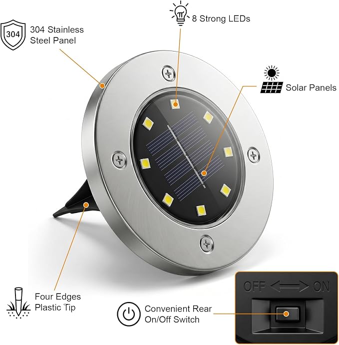 OULONGER Solar Ground Lights 16Pack, Garden Solar Outdoor Waterproof Pathway Bright In-Ground Lights Outdoor Lighting Decor for Lawn, Patio, Yard, Driveway,Walkway Warm Light