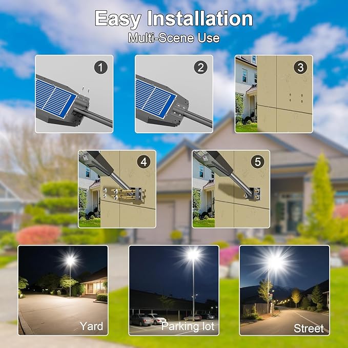 Ultra Bright Solar Street Lights Outdoor: 12000W Solar Lights Outdoor with 300,000LM, IP67 Waterproof Dusk to Dawn with Remote Commercial & Industrial Floodlight for Parking Lots, Warehouses, Yard