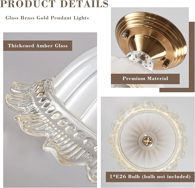 10.6" Milk Glass Semi Flush Mount Light Fixture Brass Gold Modern Hallway Light Vintage Close to Ceiling Light for Bedroom Entryway Kitchen Sink Porch