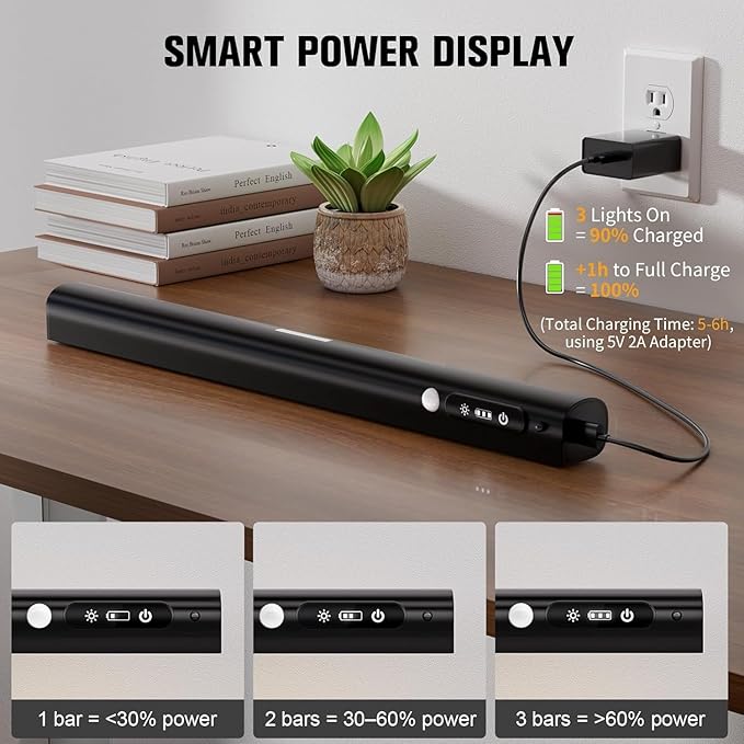 15.7'' Picture Lights for Wall with Motion Sensor, 9000mAh Rechargeable Battery Operated Poster Lights for Paintings, Portraits, Wall Decor, Black