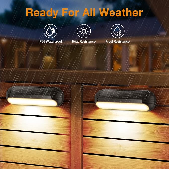 AHAORIGIN Outdoor Solar Lights for Outside, 10 Pack Bright Solar Fence Lights with Multi-Color Changing & Warm White Mode, Upgraded Solar Step Lights Outdoor Waterproof for Garden Deck Post Stair Wall