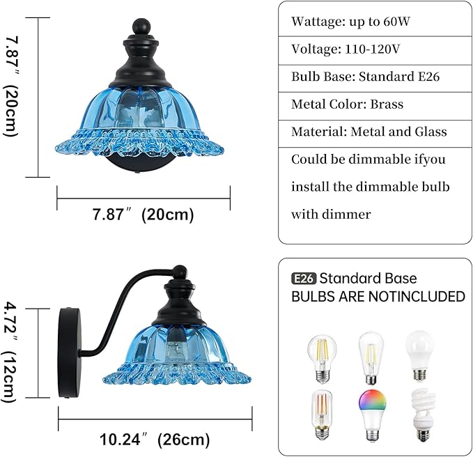 XIEDUN Vanity Light Black Wall Sconces Modern 1-Light Bathroom Sconces