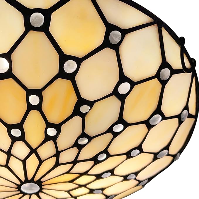 ARTZONE Tiffany Ceiling Lights, Stained Glass Ceiling Light 2-Lights 12 Inch Tiffany Flush Mount Ceiling Light for Bedroom Dining Living Room Entryway Foyer