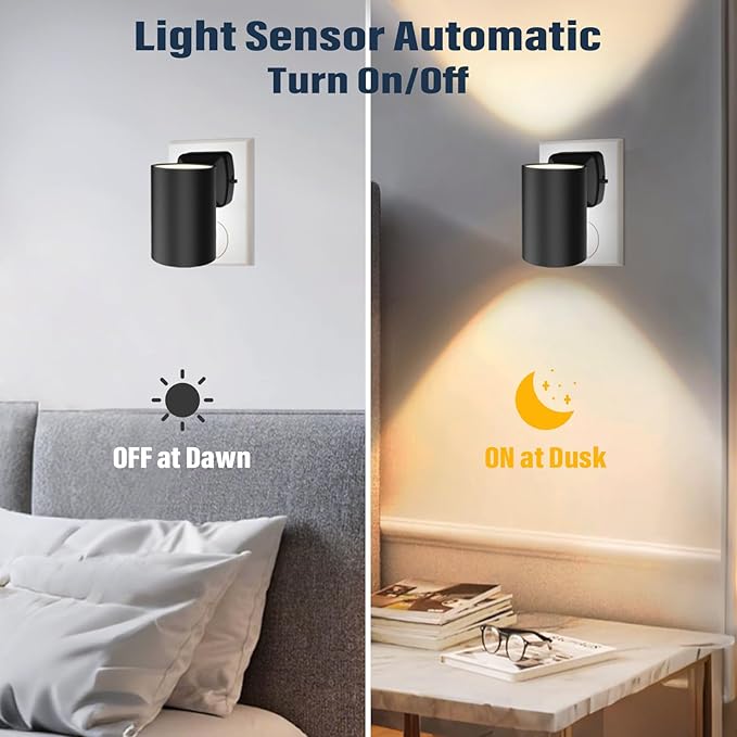 ETL Certified 5700K Night Light, Modern Nightlights Plug in Wall, Dusk to Dawn Sensor LED Night Light, Cool White, Adjustable Brightness, Bathroom Nightlight for Hallway, Stairway, 8 Pack