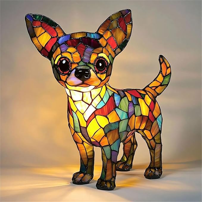 Chihuahua Lamps -Dogs Series Art Night Light, Retro Stained Resin Night Light, USB Cute Pet Dog LED Desk Lamp,Vintage Home Decor, Fun Gift for Dog Lover(Chihuahua)