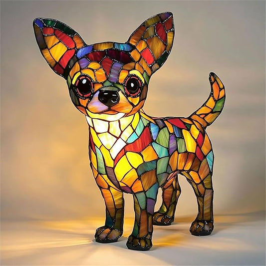 Chihuahua Lamps -Dogs Series Art Night Light, Retro Stained Resin Night Light, USB Cute Pet Dog LED Desk Lamp,Vintage Home Decor, Fun Gift for Dog Lover(Chihuahua)