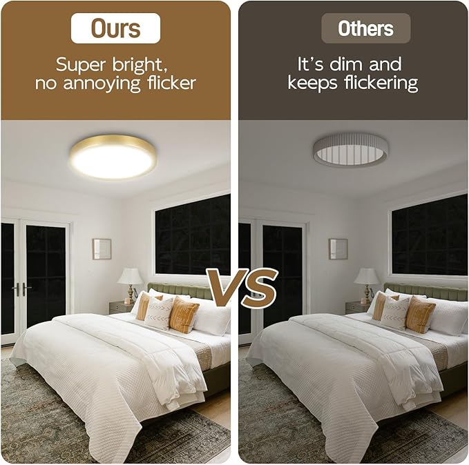 Hlite Dimmable 4pack 9 inch Flush Mount LED Ceiling Light Fixture,18W 1800LM Super Slim 3000K/4000K/5000K 3CCT Selectable,Dimmable Flush Mount Ceiling Light for Kitchen,Bedroom (Gold)