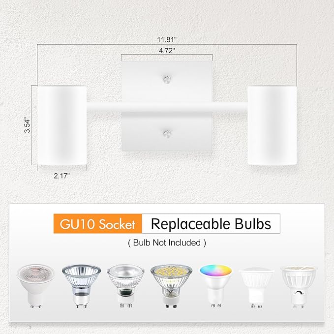 BoostArea 2-Light Track Lighting Kit, LED Track Lighting with GU10 Socket, Flexibly Rotatable Light Heads, Modern Track Lighting Fixtures Ceiling for Kitchen, Bedroom, Living Room, Bulb Not Included